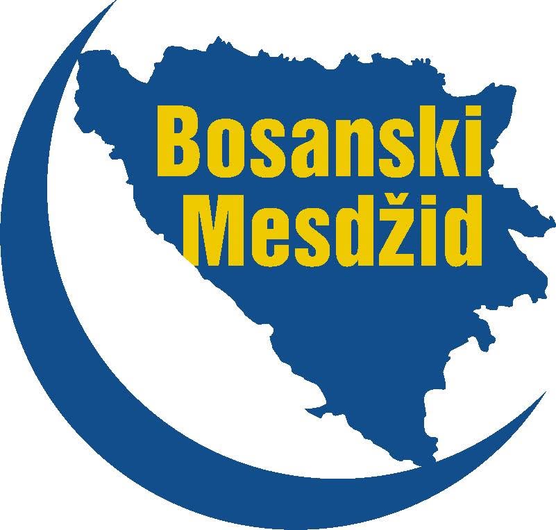 Bosanski Mesdžid logo: a crescent around a map of Bosnia and Herzegovina
